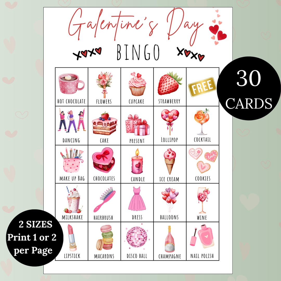 Galentines Day Bingo Printable - 30 Unique Cards, Fun Galentines Game ...