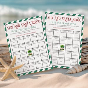 Weihnachten im Juli Bingo-Spiel, druckbares & bearbeitbares Urlaubspartyspiel, finde eine Person, die Eisbrecher, Jingle Mingle Bingo