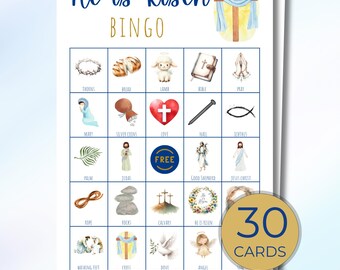 Jogo de Bingo da Ressurreição, 30 Cartões Imprimíveis com Histórias da Páscoa, Atividade Cristã para Crianças e Famílias, Jogo Religioso "Ele Ressuscitou"