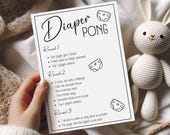 Diaper Pong Rule Sign, Fun Baby Shower Game, Printable Instant Download, Diaper Pong Activity, Baby Shower Sign