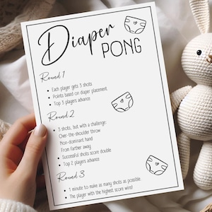 Diaper Pong Rule Sign, Fun Baby Shower Game, Printable Instant Download, Diaper Pong Activity, Baby Shower Sign