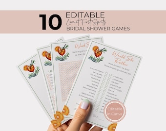 Love at First Spritz Bridal Shower Games, Editable Citrus Games Bundle, Fun Printable Bridal Activities Pack