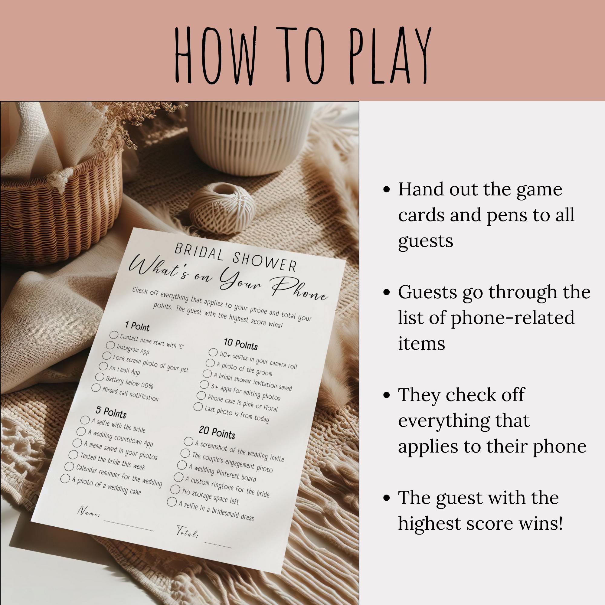 Bridal Shower Phone Game: Fun Printable, Editable in Canva (digital  Download) - Etsy, image size:2000x2000