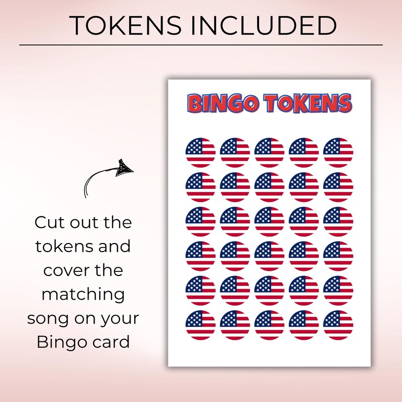 4th of July Music Bingo, Patriotic Party Game, 50 Printable Cards, Digital Download for Independence Day Fun