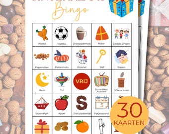 Sinterklaas Bingo, 30 Printable Bingo Cards for Kids, Fun Pakjesavond Game, Family Activities, Dutch Tradition