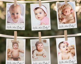 Guess the Baby Photo Game: Editable Baby Shower Activity (Printable Template, Instant Download