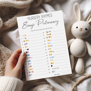 Baby Shower Emoji Game, Interactive Nursery Rhyme Pictionary, Fun Printable Game for Baby Showers