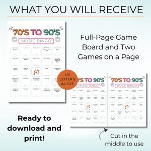 70s 80s 90s Music Bingo, Decades Bingo, Printable Game with 100 Cards, Spotify Playlist,  Family Reunion or Office Party