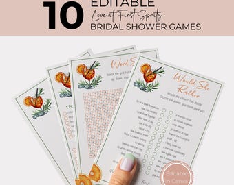 Juegos para despedidas de soltera "Love at First Spritz", paquete de juegos de cítricos editables, paquete de actividades imprimibles divertidas para novias
