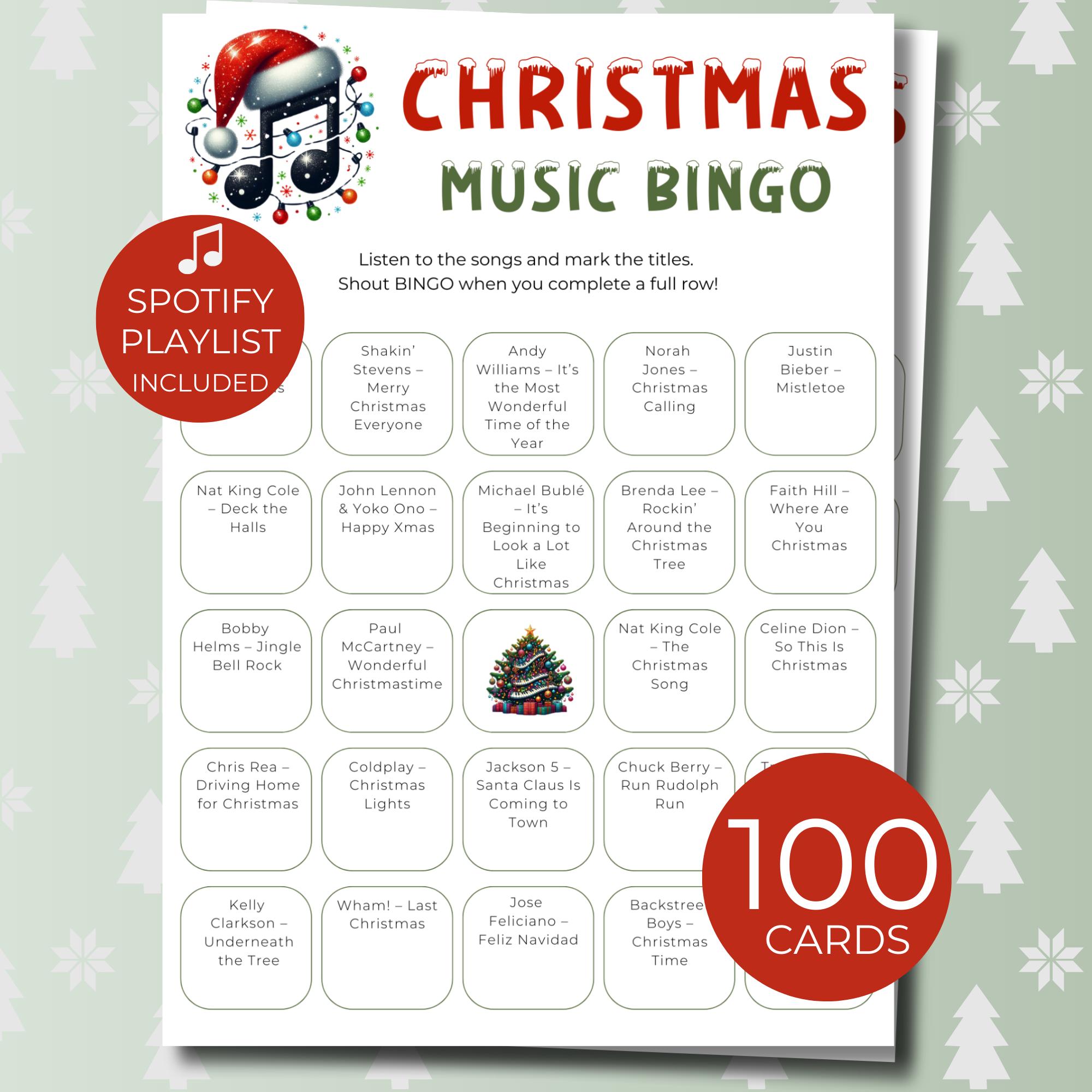 Christmas Music Bingo, Printable Game With 100 Cards, Spotify Playlist & Editable Template - Etsy christmas-music-bingo-printable-game-with-100-cards-spotify-playlist-editable-template-etsy