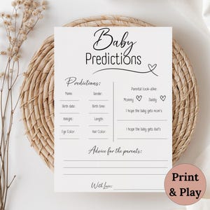 Babyparty Erraten Sie das Fälligkeitsdatum und das Gewicht, Baby-Statistiken-Vorhersagen, druckbare digitale Download-Aktivität
