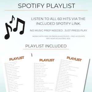 70s 80s 90s Music Bingo, Decades Bingo, Printable Game with 100 Cards, Spotify Playlist,  Family Reunion or Office Party