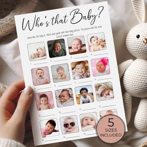Who's That Baby Photo Game, Printable Guess Who Baby Shower Game, Editable Instant Download, Fun Baby Photo Activity