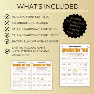 Born in 1966 Music Bingo, 60th Birthday Party Idea Game, Printable Retro Music Bingo, Spotify Playlist, Instant Download
