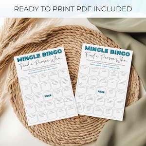Printed Mingle Bingo cards ready to use at a party or event, printable icebreaker game