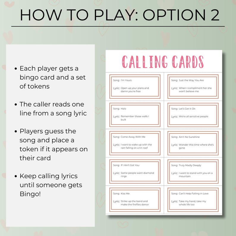 Love Songs Music Bingo, Fun Printable Game, Valentine's Day Celebration, 30 Cards, Music Party Activity