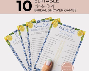 Amalfi Coast Bridal Shower Games: Lemon Citrus Theme (Printable & Editable Canva Template)