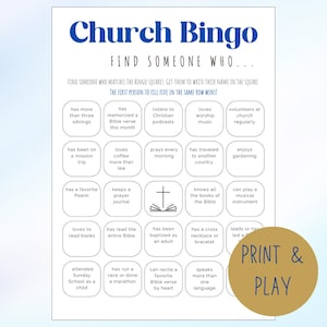 Zoek iemand die christen bingo, afdrukbaar ijsbrekerspel voor kerkfeest, leuke jeugdgroepactiviteit, bijbelbingokaarten, kerkspellen
