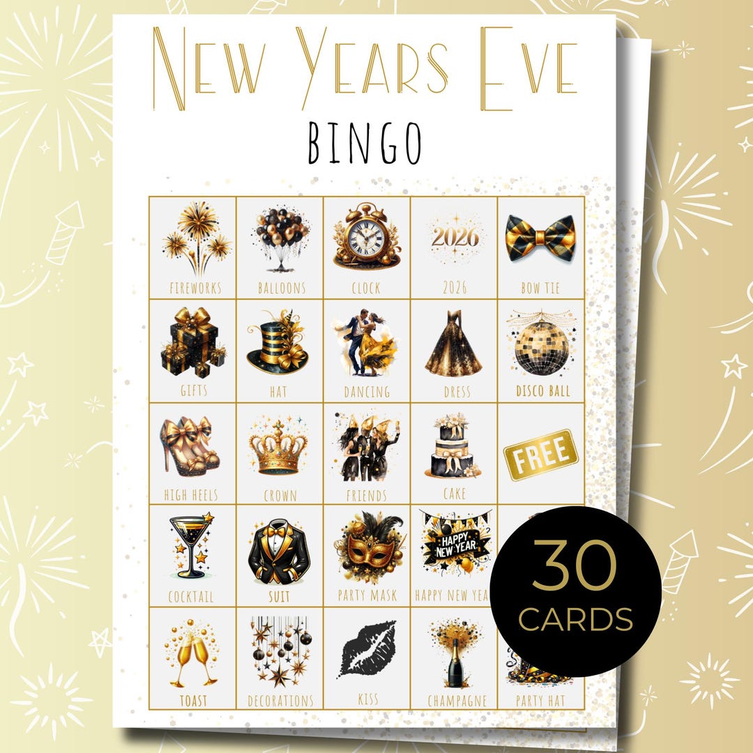 NYE Bingo Printable, Fun New Years Eve Party Game for Families & Adults ...