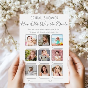 How Old Was She Game, Printable Bridal Shower Activity, Age Guessing Game, Editable Template for Weddings