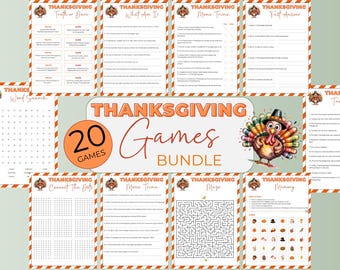 Thanksgiving Games Bundle: Printable Family Activities, Friendsgiving Fun, Trivia, Bingo, Memory and Word Search