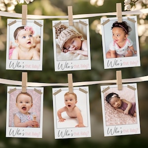 Chi è quel gioco fotografico per bambini, gioco per baby shower "Indovina chi" modificabile e stampabile, attività divertente con download immediato