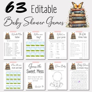 A New Chapter Baby Shower Games Bundle, Editable Book Theme Activities, Fun Printable Games for New Arrivals BS15