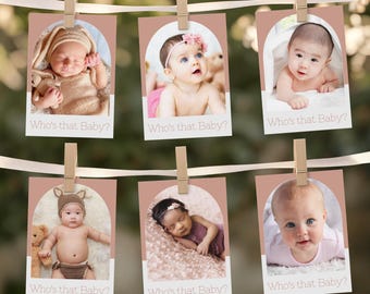 Guess the Baby Photo Game: Editable Baby Shower Activity (Printable Template)