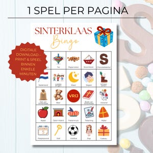 Sinterklaas Bingo Spel Printbaar, 100 Unieke Kaarten, Sinterklaas Activiteit voor Kinderen, School, Pakjesavond of Familiefeest