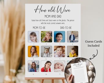 How Old Were Mom and Dad Editable Template, Fun Printable Baby Shower Game, Guessing Activity, Instant Download