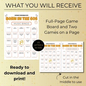 Born in the 60s Music Bingo, 400 Cards Printable, 1960s Retro Party Game, Large Group Birthday Activity, Sportify Playlist, Instant Download