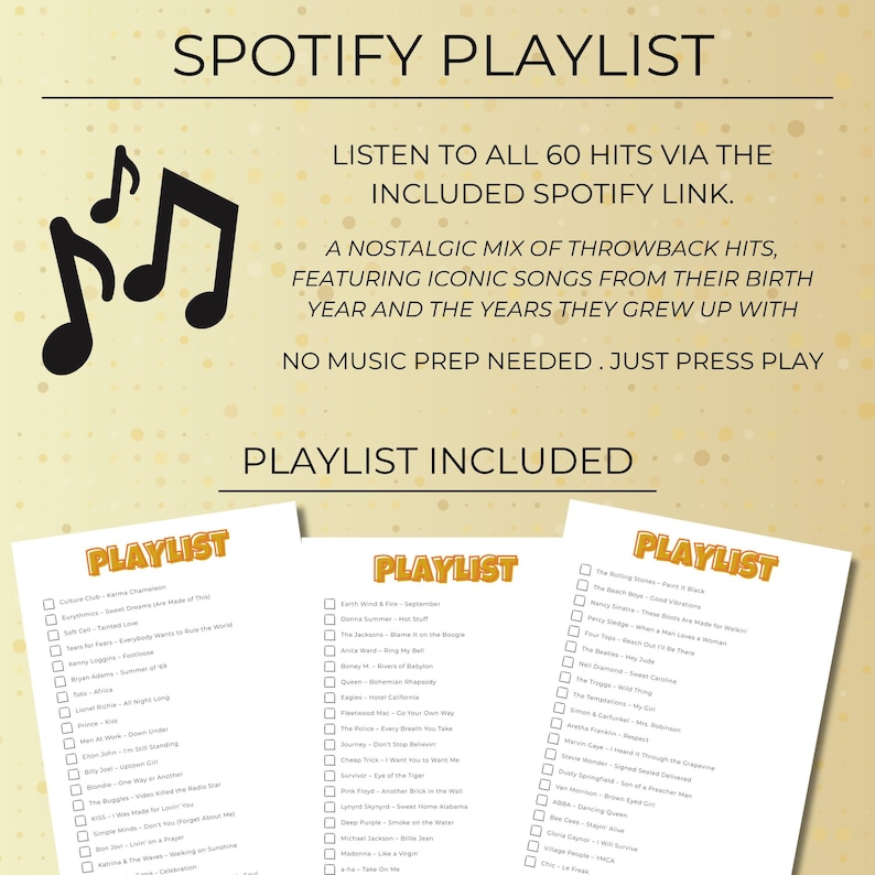Born in 1966 Music Bingo, 60th Birthday Party Idea Game, Printable Retro Music Bingo, Spotify Playlist, Instant Download