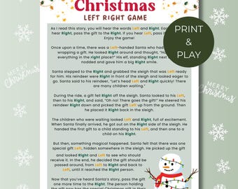 Left Right Story - Fun Christmas Game for Gift Exchange, White Elephant & Yankee Swap Parties! Download and Print Now!