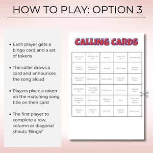 4th of July Music Bingo, Patriotic Party Game, 50 Printable Cards, Digital Download for Independence Day Fun
