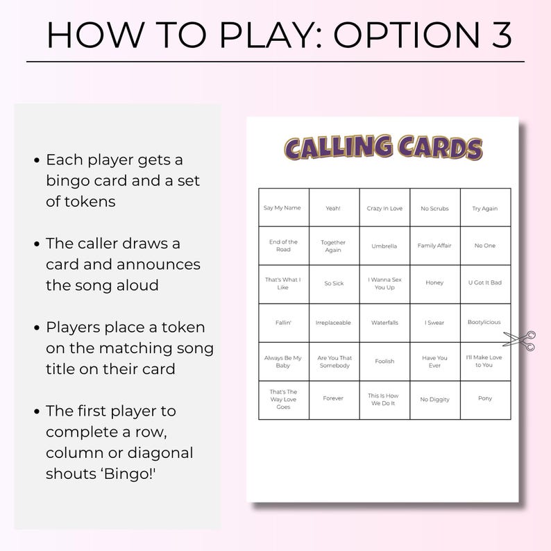 R&B Music Bingo, 200 Unique Cards with Spotify Playlist, Printable Party Game and Music Night Activity