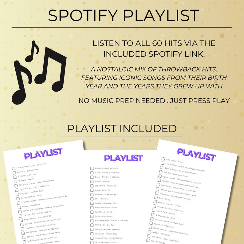 Born in 1986 Music Bingo, 100 Cards 40th Birthday Party Game, Retro 80s Printable, Spotify Playlist, Instant Download