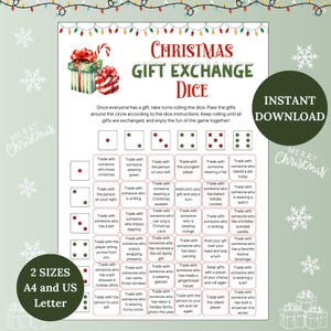 Weihnachtsgeschenk Börse Würfelspiel – Pass das Geschenk | Lustiger weißer Elefant & Yankee-Tausch-Weihnachtsfamilie Party Spiel zum Ausdrucken