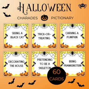 Halloween Charades Game, Fun Printable Party Activity for Family Gatherings and Friends, Adult Halloween Party Game