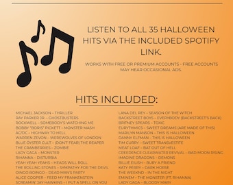 Halloween Music Bingo Printable PDF, 30 Cards Tokens With