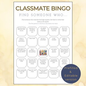 Find a Classmate Bingo, Back to School Icebreaker, Fun Classroom Game, Get to Know You Printable Activity