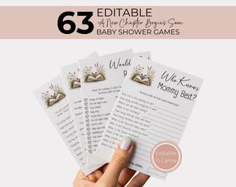 A New Chapter Baby Shower Games Bundle, Fun Book Themed Printable Activities, Unique Games for Baby Showers BS16