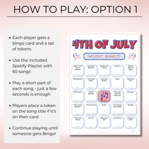 4th of July Music Bingo, Patriotic Party Game, 50 Printable Cards, Digital Download for Independence Day Fun