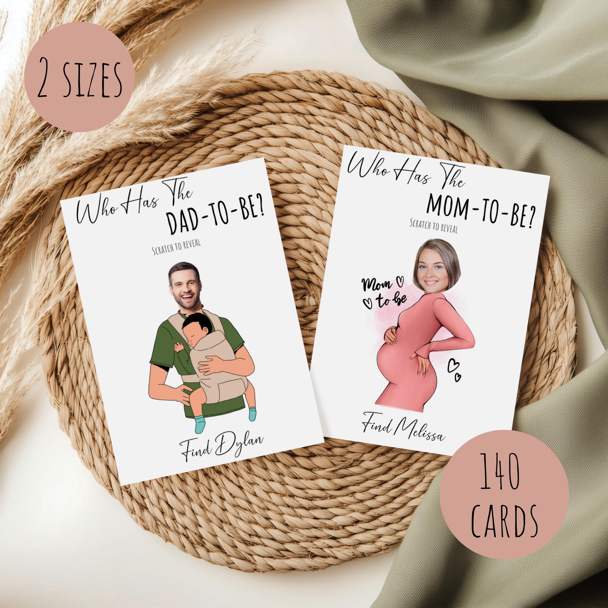 Who Has The Mom and Dad Baby Shower Game, Fun Scratch Off Cards, Unique Party Game, Editable Template Ideas