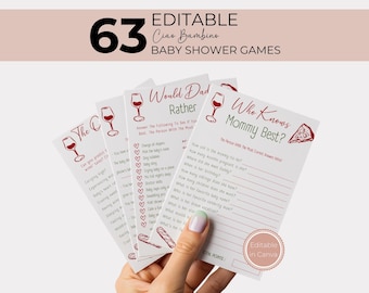 Ciao Bambino Baby Shower Games Bundle, Editable Italian Templates for Fun Activities and Party Games BS13