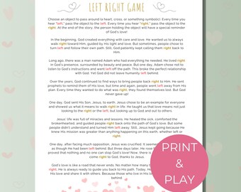 Left Right Valentine Game, Christian Activity, Fun Church Gift Exchange Printable, Bible Game for Youth Group