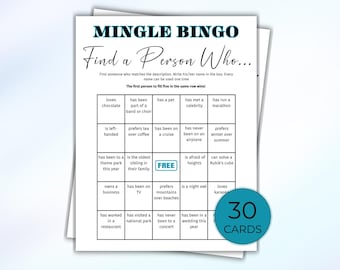 30 Cards Mix and Mingle Bingo, Ice Breaker Game, Get to Know You Questions, Fun Team Building Activity