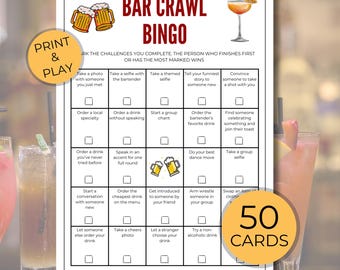 Bar Crawl Bingo Printable, Fun Bar & Pub Crawl Games, Bar Scavenger Hunt, Ultimate Bar Crawl Bingo, Party-Ready Bar Crawl Printables