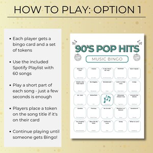 90s Music Bingo: 50 Printable Cards, Exciting Party Game with Spotify Playlist, Instant Digital Download