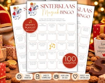 Sinterklaas Muziek Bingo, 100 Kaarten voor Pakjesavond, Juegos con lista de reproducción de Spotify, Sinterklaas Spelletjes