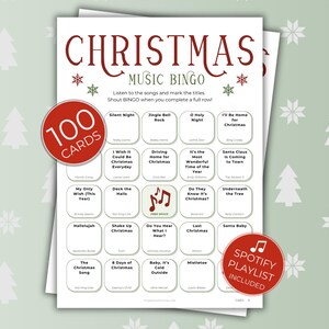 Bingo de Músicas de Natal, 100 Cartelas Exclusivas para Imprimir, Jogo Divertido para Festas em Família, com Amigos e no Escritório, Playlist do Spotify, Download Digital